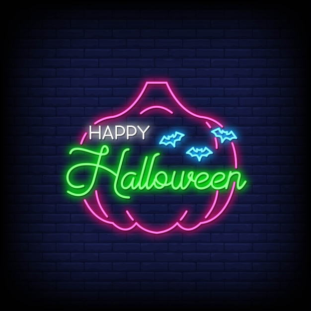 Happy Halloween neon kaart