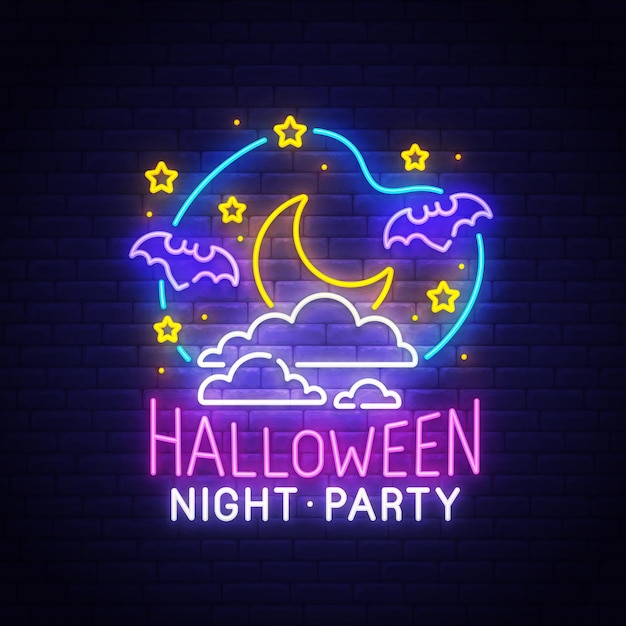 Vector happy halloween neon sign