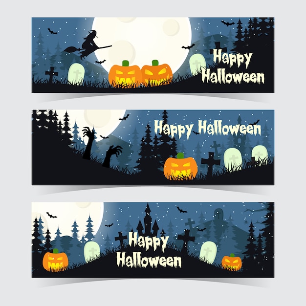 Tema di banner di notte felice di halloween
