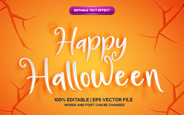 Vector happy halloween paper cut 3d editable text effect