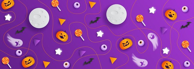 ベクトル ハッピーハロウィンpapercutスタイル