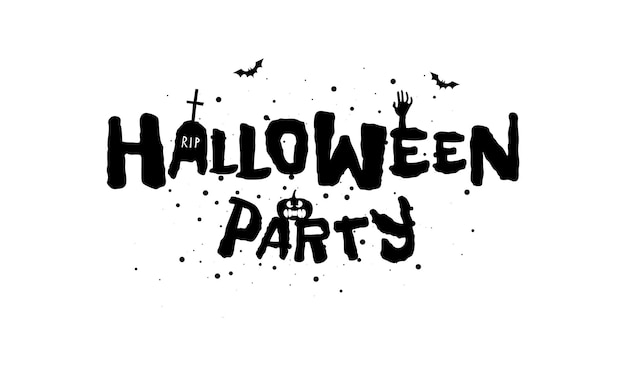 Happy halloween party holiday hand drawn lettering design traditional festival isolated inscription