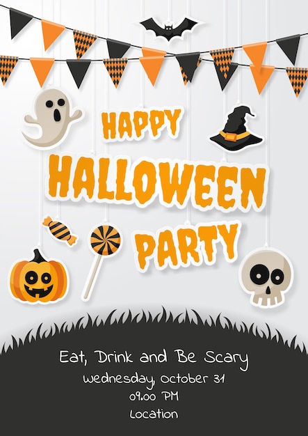 Vector happy halloween party poster template vector