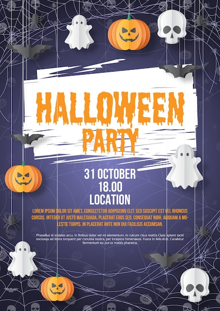Vector happy halloween party poster template vector