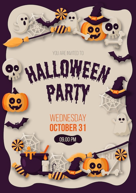 Вектор шаблона плаката happy halloween party