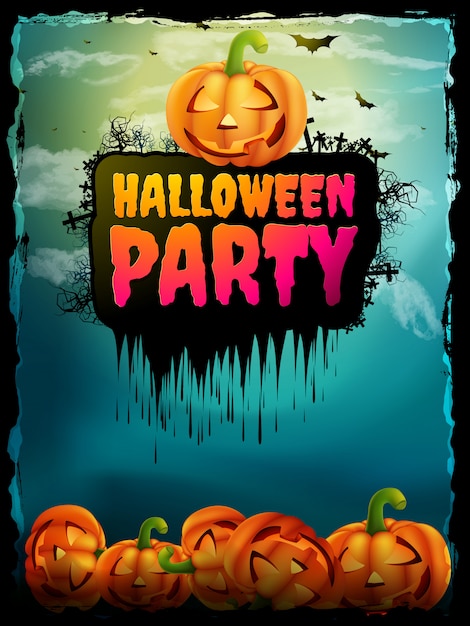 Vector happy halloween party poster.