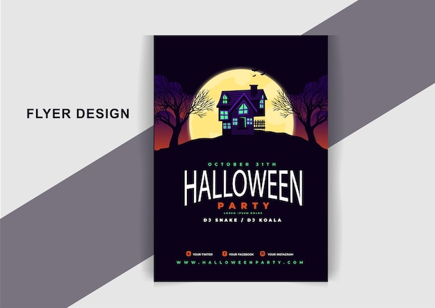 Happy halloween party posters moon pumpkin castle spiders flyer design