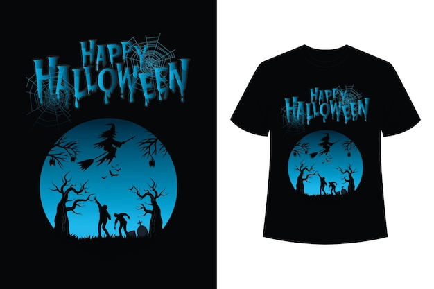 Vettore felice halloween party design retrò vintage t-shirt