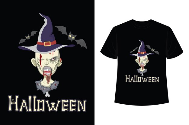 Vettore felice halloween party design retrò vintage t-shirt