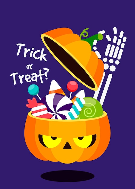 Vector happy halloween party template design background decorative with candy