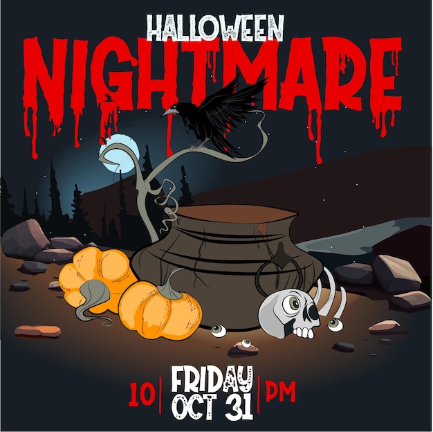 Happy Halloween Party Website Design Web banner sjabloon met symbolen van Halloween Celebration