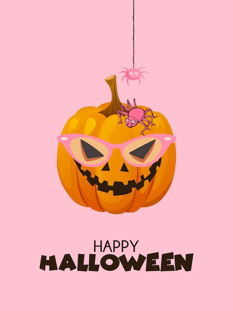 Happy halloween on a pastel pink background