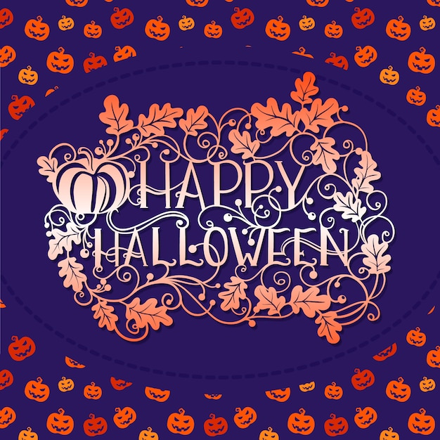 Вектор happy halloween шаблон тыквы типографии