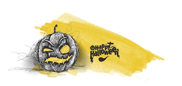 Happy halloween pompoen, hand getrokken schets vector design.