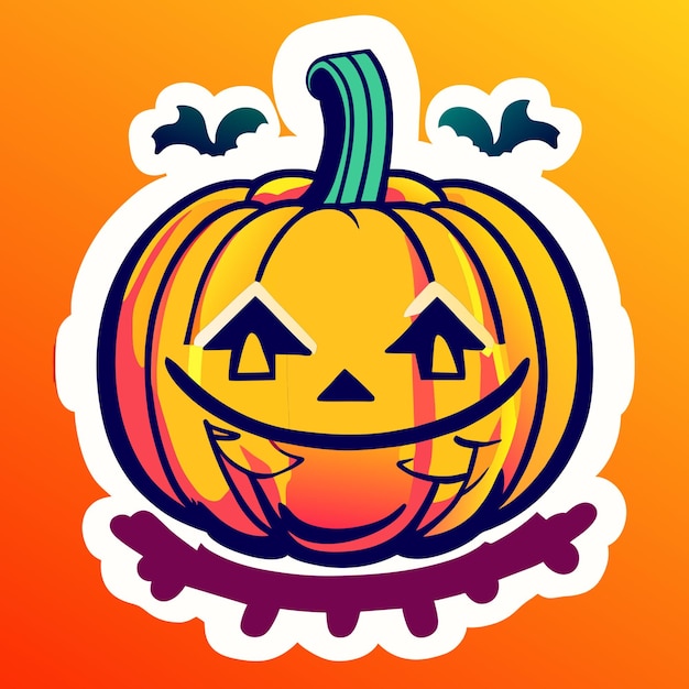 Happy halloween pompoensticker schattig neon