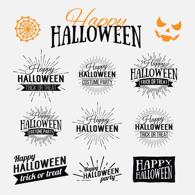 Vector happy halloween poster on bright watercolor background with stains and drops.  illustration of happy halloween banner with halloween elements. bats, spiderweb