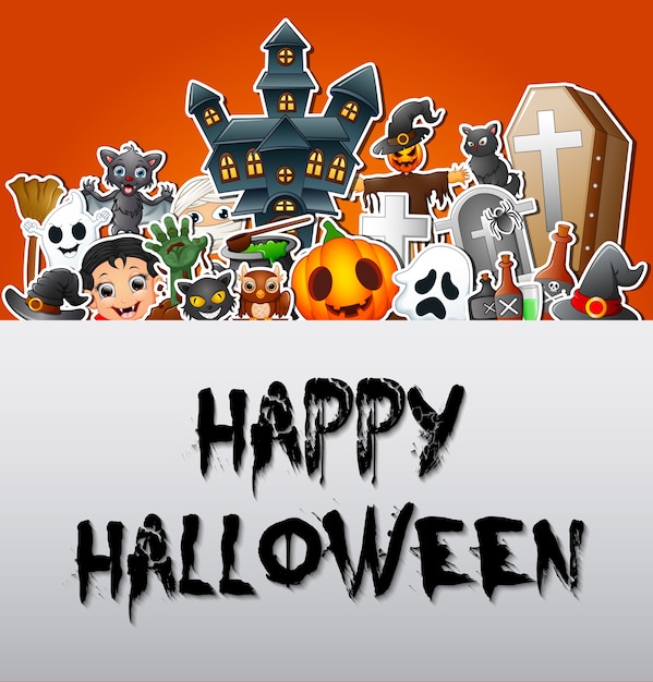 Happy halloween poster celebrazioni di carte