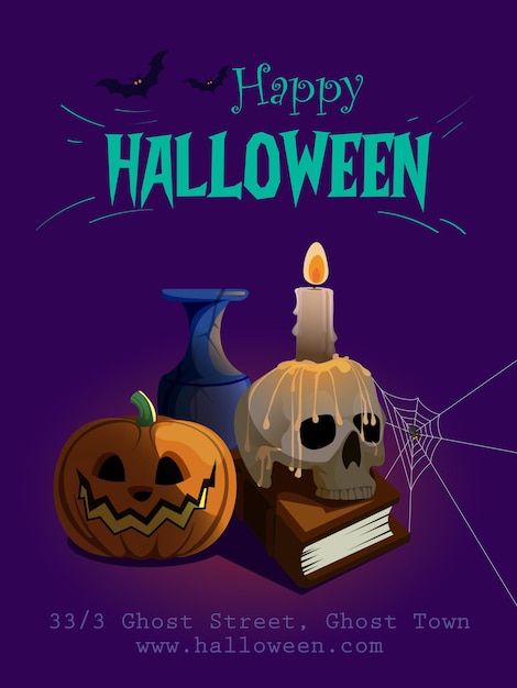 Вектор Счастливый хэллоуин плакат, открытка для приглашения.