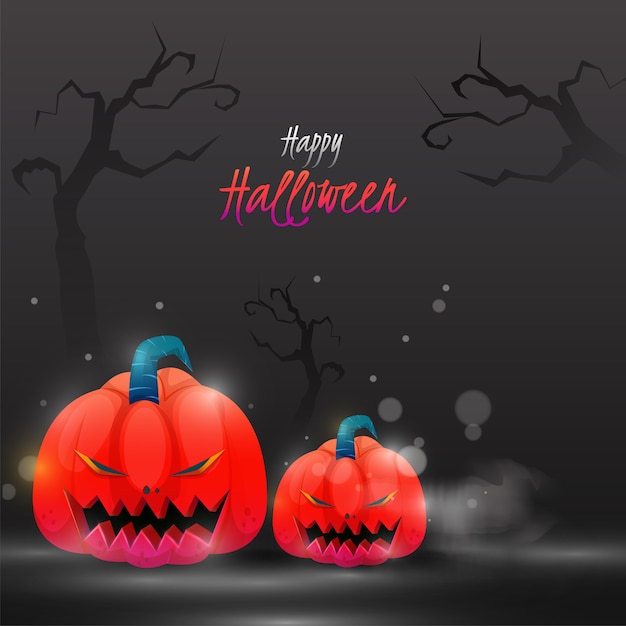 Happy halloween poster design with jack-o-lanterns