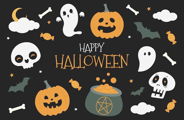 Happy halloween poster Happy halloween black banner