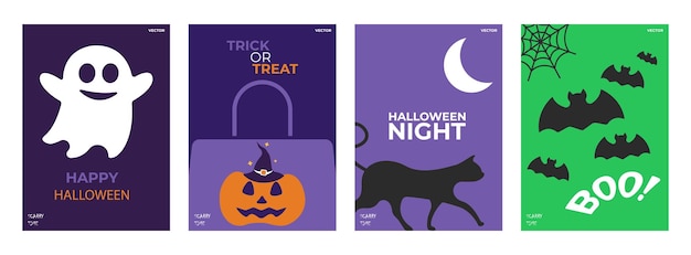 Happy Halloween poster set Perfect illustration for poster banner cover background Halloween poster vector concept illustration