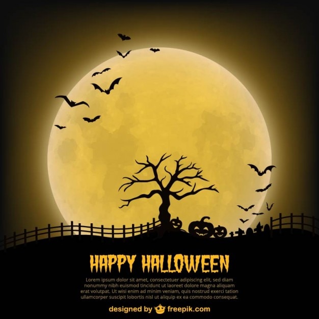 Felice poster modello di halloween con la luna