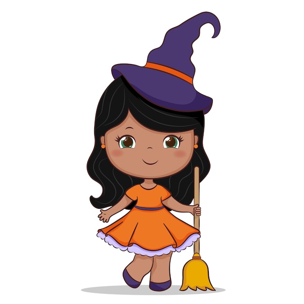 Happy Halloween Pretty Little Witch Vector Illustratie