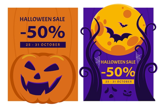 Vector happy halloween promotion sale banner