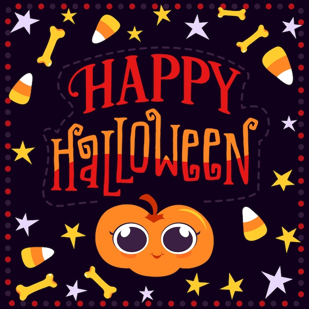 Happy halloween тыква и открытка с костями