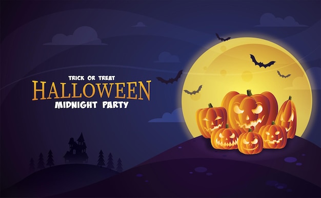 Happy halloween pumpkin background midnight party