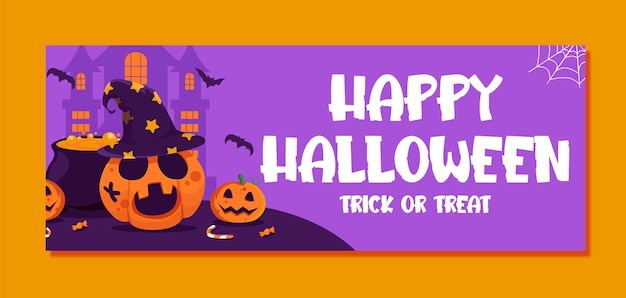 Vector happy halloween pumpkin facebook cover