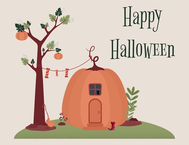 Happy Halloween Pumpkin House Card