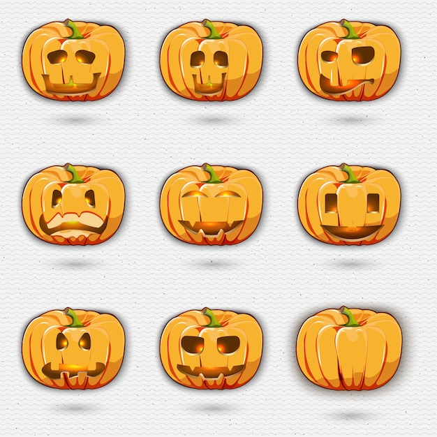 Happy halloween pumpkin set