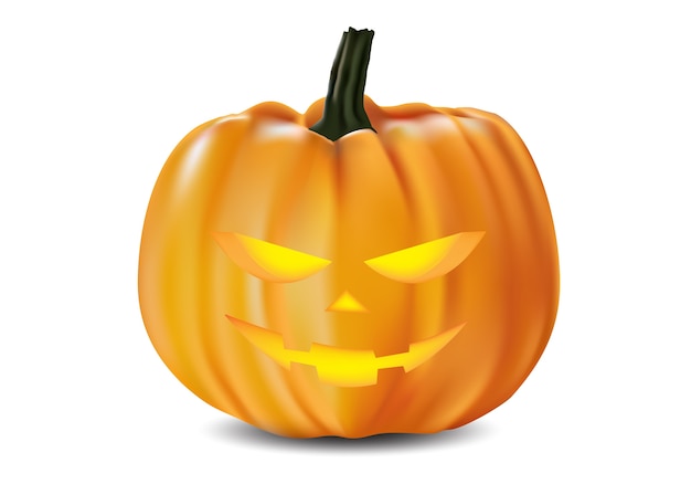 Happy Halloween pumpkin smile on white background.