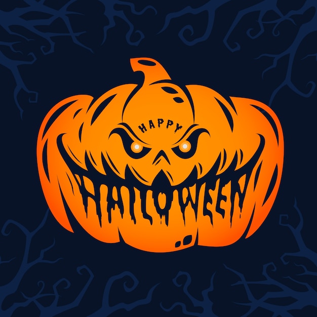 Happy halloween pumpkin  text design