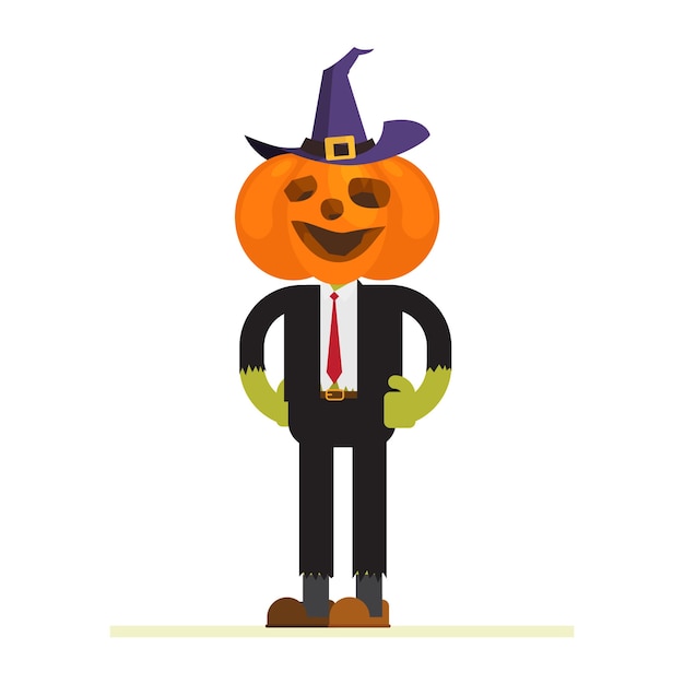 Счастливый Хэллоуин тыква зомби бизнесмен