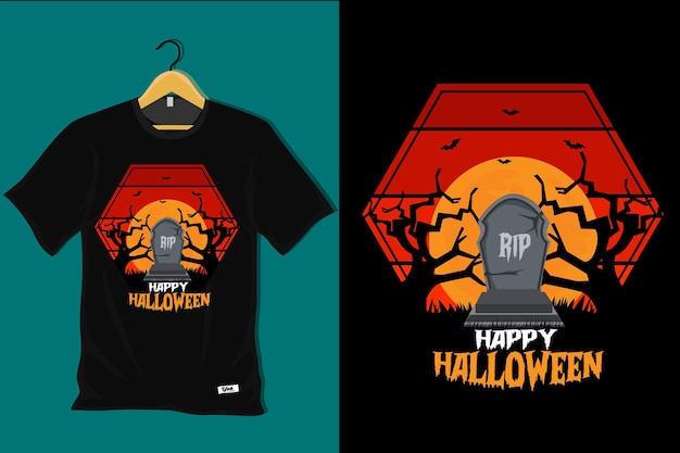 Vettore felice halloween design retrò vintage t-shirt