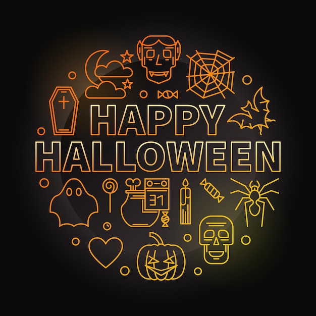 ハッピーハロウィン ラウンド ベクトル カラフルな概要図