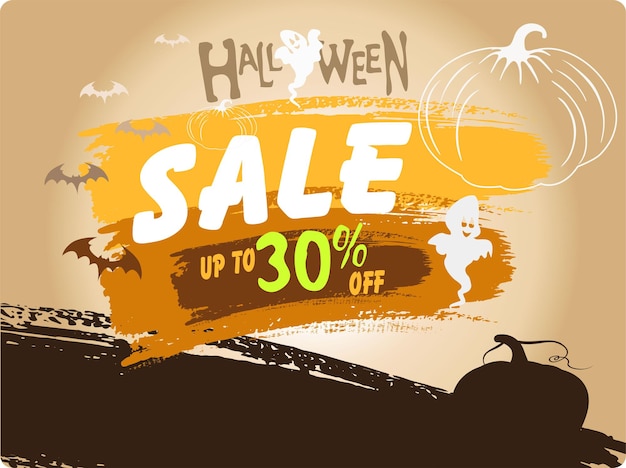 Happy Halloween sale 30 banner concepts illustration in Halloween style for sale, promotions templat