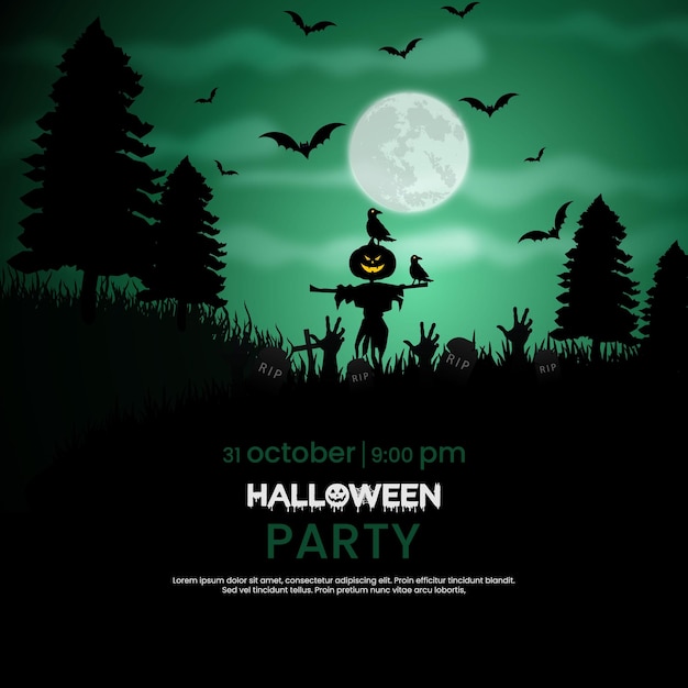 Happy Halloween sale banner and party invitation background illustration