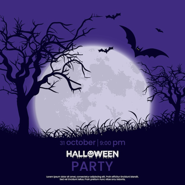 Vector happy halloween sale banner and party invitation background illustration