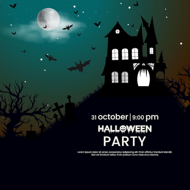 Happy Halloween sale banner and party invitation background illustration