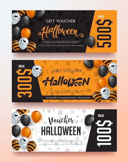 Vettore felice modello di banner di vendita di halloween con palloncini design.