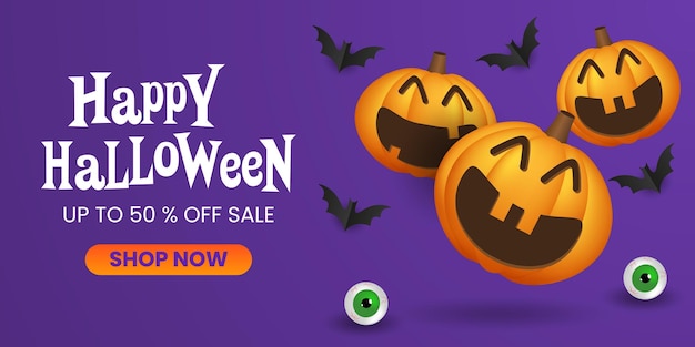 Happy halloween sale promotion banner vector template