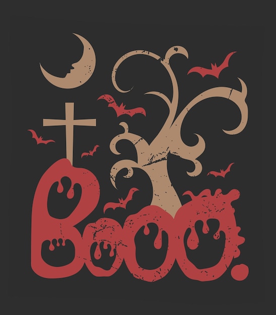 Vector happy halloween, scary vector illustration for t-shirts, mugs, bags, labels, posters, and other