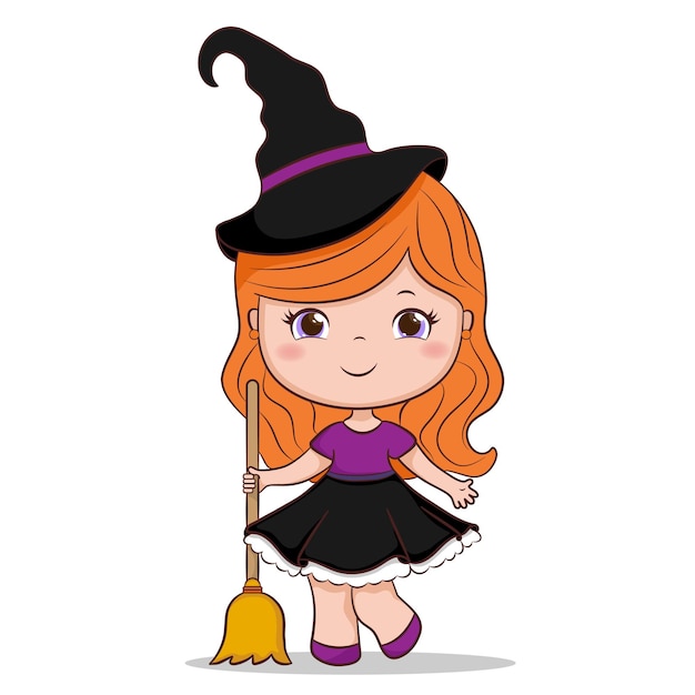 Happy halloween schattige kleine heks vectorillustratie