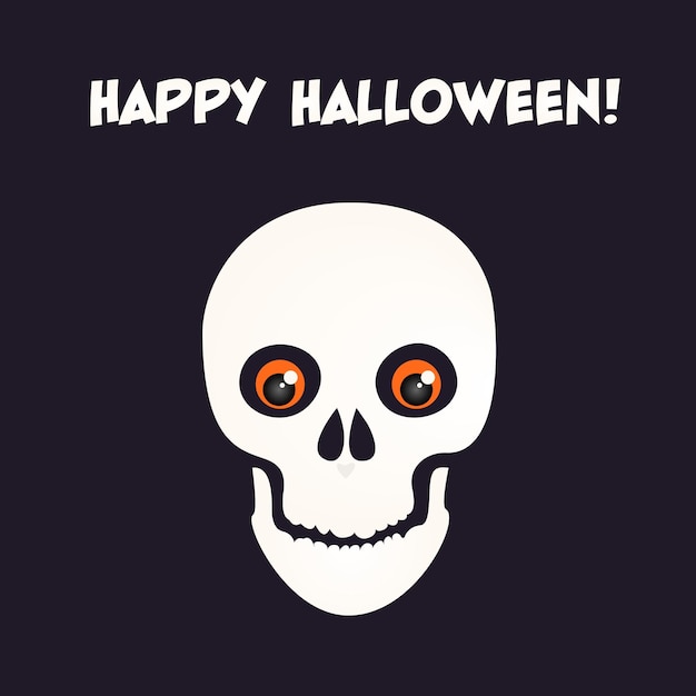 Happy Halloween-schedel met googly eyes vector illustratie grafische kaart