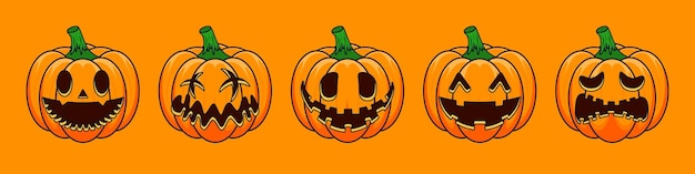 Happy halloween schets cartoon pompoenen. symbool van happy halloween-vakantie. pompoenen enge glimlach.