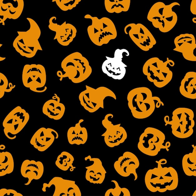 Happy Halloween Seamless pattern with pumpkins Vector illustration