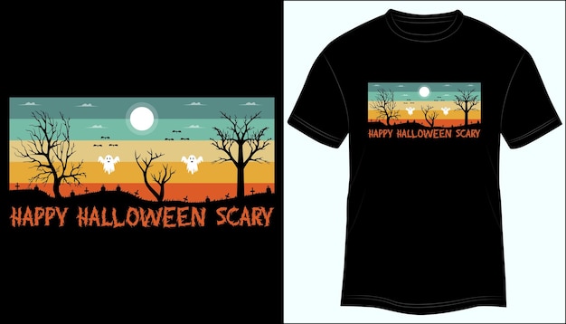 Happy Halloween Seary T-Shirt Design Vector Illustration